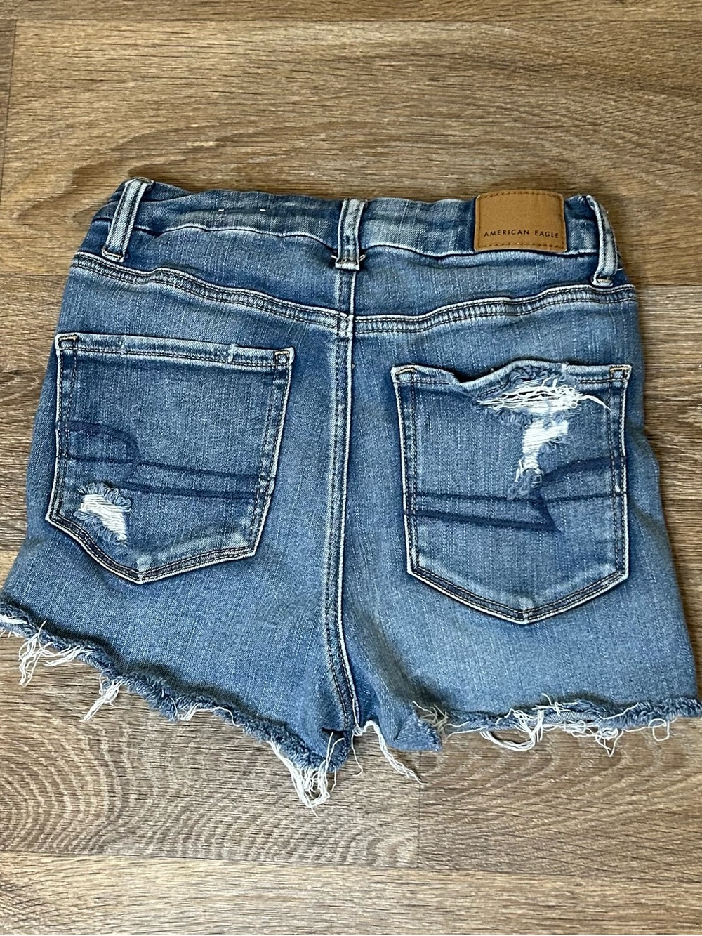 American Eagle Outfitters Faded Blue Distressed Jean Shorts